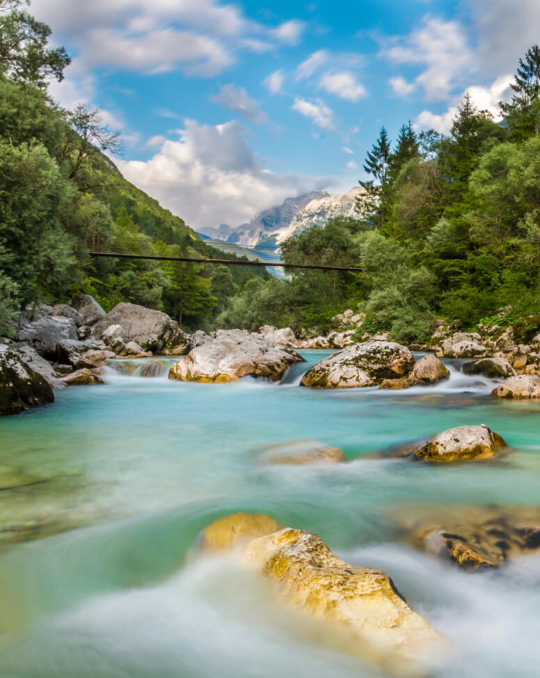Bovec, Soča völgy, kilátás a Soča folyóra, Lepena közelében